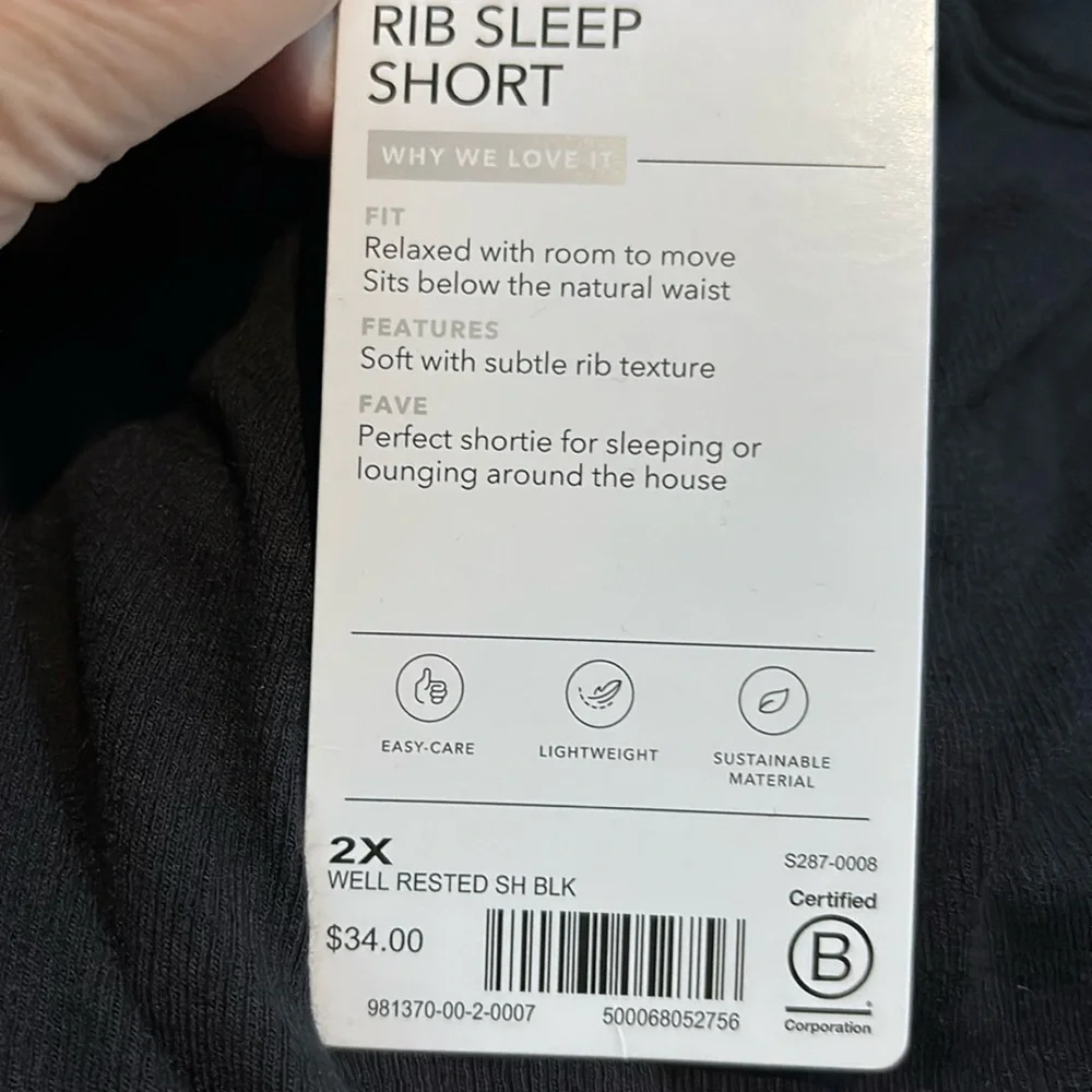 Athleta Well Rested Black Ribbed Sleep Short & Tank Pajama Set - Picture 5 of 7
